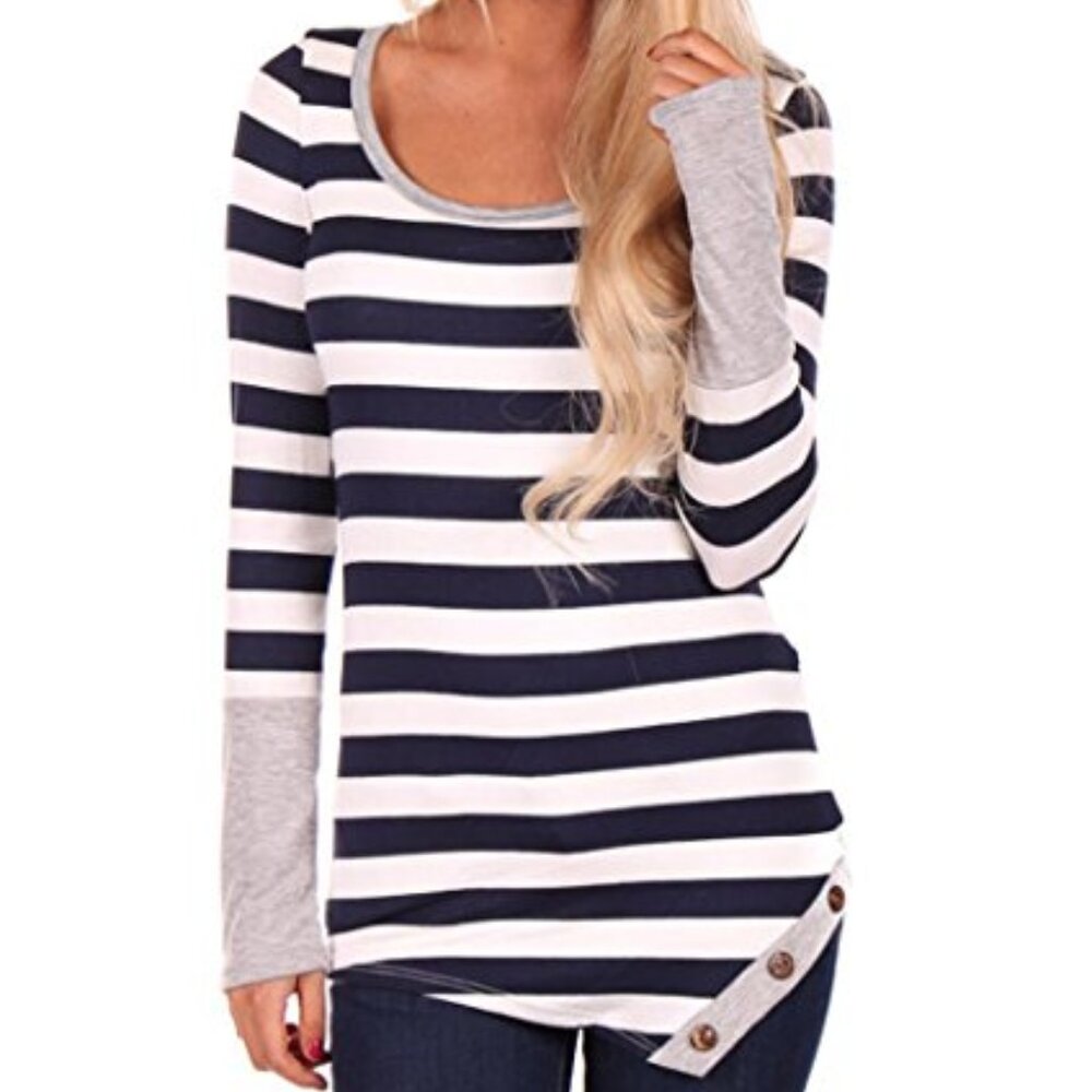 Twenty Second Navy and White Striped Long Sleeve Top